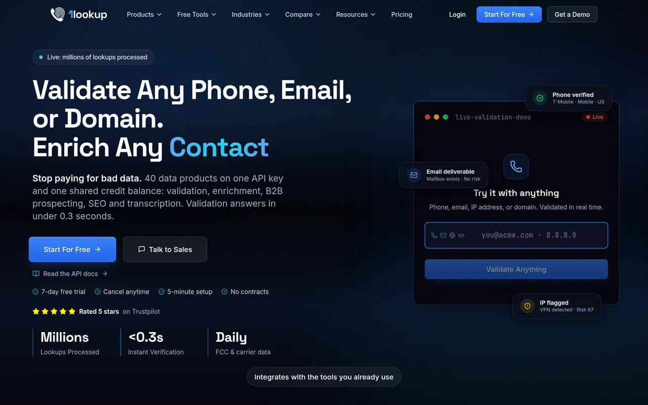 1Lookup homepage